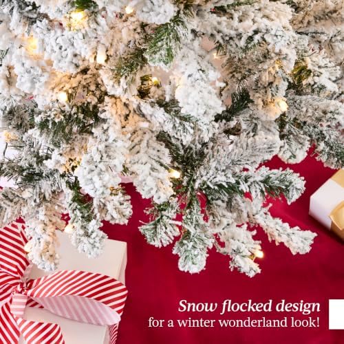 Best Choice Products 9ft Pre-Lit Artificial Christmas Tree Twinkling LEDs, Snow Flocked Design Pine Tree, Full Appearance Lighted Snowy w/Easy Assembly, 900 Lights, 2,094 Tips Metal Stand