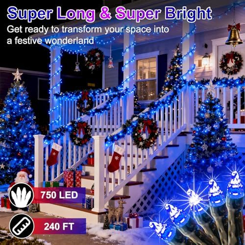 750 LED 240FT Christmas String Lights Outdoor, 12 Pro Modes with Timer