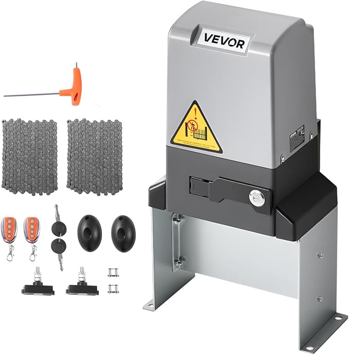 VEVOR Automatic Gate Opener, 1200W Electric Sliding Gate Opener for Doors up to 65.6ft 5732lbs, Chain Drive Rolling Door Motor with Infrared Sensor & 2 Remote Controls, Driveway Gates Opening System