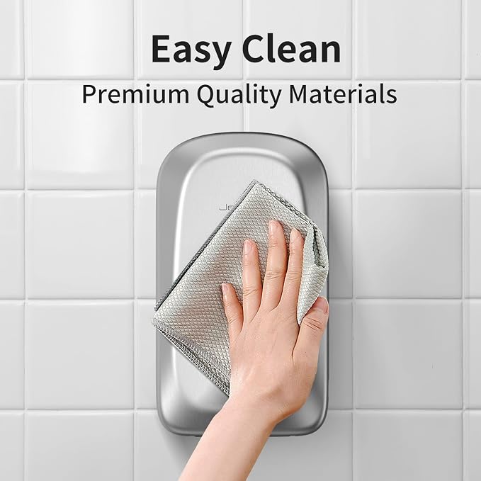 JETWELL Automatic Touch-Less Wall Mount Hand Soap Dispenser Liquid Drop Battery Operated, Brushed Stainless Steel Cover Large Capacity 34OZ/1000ML for Kitchen Home Commercial Bathroom | Brushed Cover, Large Capacity, Battery Powered, Liquid Soap, Comme...