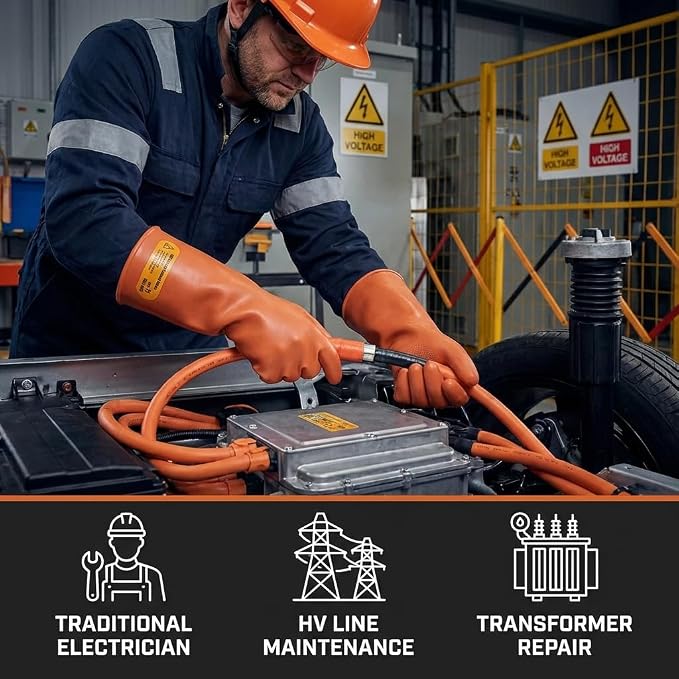 Electrician Insulated Gloves - Class 2 ASTM Compliant High Voltage Electrical Insulating Rubber Gloves For Men,Electrical Safety Gloves Lineworker