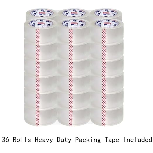 P PERFECTAPE Heavy Duty Packing Tape 36 Rolls with 6 Dispensers, Total 1980Y, Clear, 2.7 mil, 1.88 inch x 55 Yards, Ultra Strong, Refill for Packaging and Shipping | Total 1980Y, Clear, 2.7 mil, Ultra Strong, Refill for Packaging and Shipping