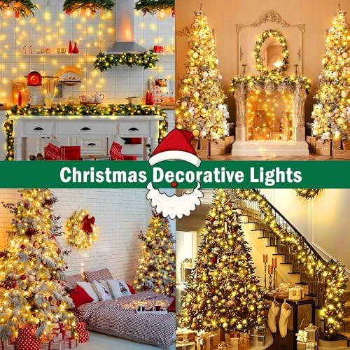 SAUIRS 197FT 500 LED Christmas Lights Outdoor String Lights with 8 Modes Timer Waterproof Fairy Light Plug in for Outside Indoor Party Xmas Palm Tree Yard Wedding Decorations(Warm White)