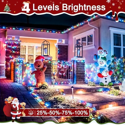 Christmas Lights Outdoor, Christmas Tree Lights Plug in, 8 Modes Twinkle String Light for Bedroom Wedding Party Ceiling Xmas Home Decorations 1200 LED(Multicolor 394 FT)