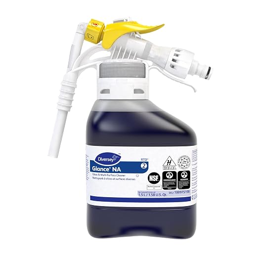 Diversey Glance NA Glass and Multi-Surface Cleaner, 1.5 L, 2/Carton | Streak Free, Ammonia Free, Quick Drying, Glass Cleaner, Mirrors, Chrome, Stainless Steel, Multi-Purpose Cleaner