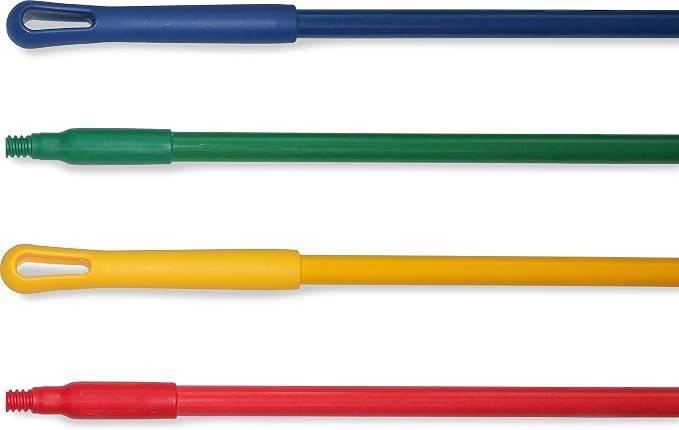 SPARTA Fiberglass Broomstick Replacement Broom Handle with Acme Threaded Tip for Industrial Cleaning Tools, Fiberglass, 60 Inches, Yellow, (Pack of 12)