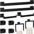 10-Pieces Matte Black Bathroom Accessories Set, Stainless Steel Bathroom Hardware Set, Towel Racks for Bathroom Wall Mounted 24 Inch Bath Towel Bar Set.