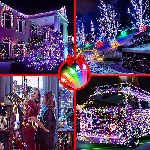 492FT Outdoor Christmas Lights, 1300 LED Super Long String Lights 8 Lighting Modes & Timer Memory, Outsite Waterproof Light Strings for Xmas Tree Garden Wedding Party Holiday Decorations Multicolor