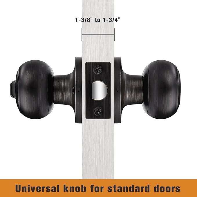 Probrico Oil Rubbed Bronze Door Knob, Bronze Interior Door Knobs for Bathroom, Privacy Bedroom Door Knobs with Lock, 5 Pack