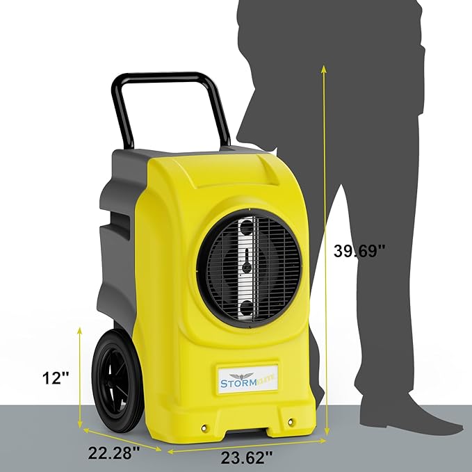 ALORAIR 270 PPD LGR Commercial Dehumidifier with Pump & Drain Hose, Portable Insutrial Dehumidifier with Wheels for Basments, Home, Job Sites, 6 Years Limited Warranty, Storm Elite (Yellow)