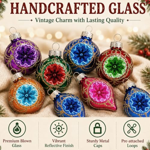 40Pcs Vintage Glass Christmas Ornaments Bulk Mini Reflector Ball