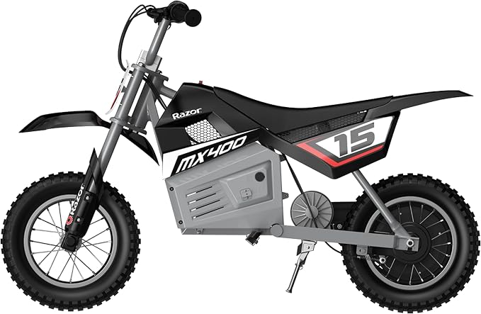 Razor MX400 Dirt Rocket Kids Ride On 24V Electric Toy Motocross Motorcycle Dirt Bike, Speeds up to 14 MPH, Black (2 Pack)
