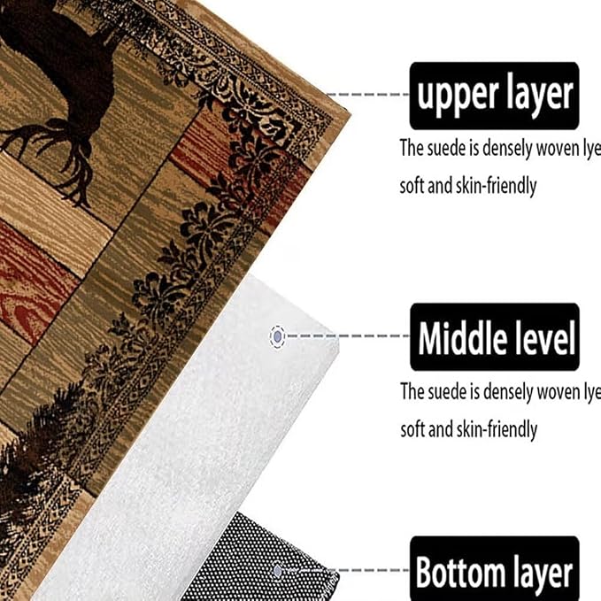 Colorful Patchwork Cabin Rug for Kitchen Luxury Native Village Country Carpet Moose Deer Rugs Rectangular Floor Mat 3'x5'