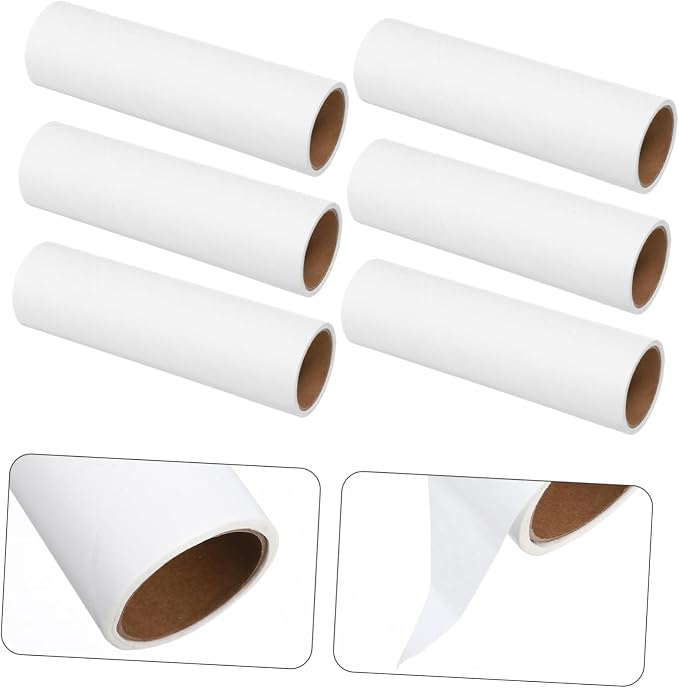 38mm Inner Diameter Sticky Lint Roller Refills 10 Rolls PET Hair Remover Replacement for Furniture Couch Carpet and Bedding Adhesive Cleaning Paper 16cm White