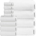 SEMAXE Bath Towel Set, 12 Piece Cotton Towel Set for Bathroom, More Towels for Family Use, Quick Dry with Hanging Loops, Easy Care, White
