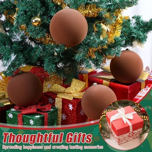 Hollowfly 4 Pcs 8 Inch Extra Large Velvet Christmas Balls Oversized Huge Big Christmas Tree Ornaments Balls for Family Holiday Xmas Tree Hanging