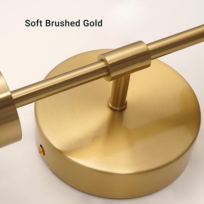 Brushed Gold Wall Sconces Set of 2, Hardwired 3000k Crystal Bathroom Sconces, Modern Sconces Wall Light Fixtures, Bathroom Vanity Light Fixtures Wall Decor Bathroom Mirror Living Room Hallway Bedroom