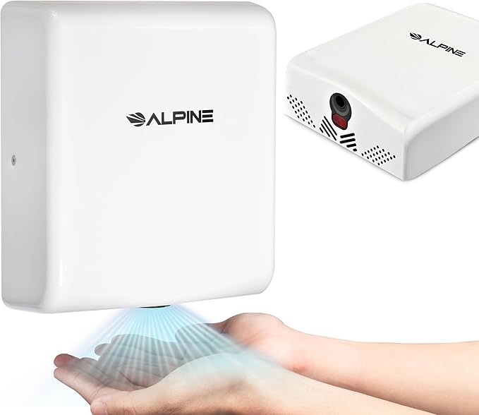 Alpine Commercial Hand Dryer with HEPA Filter, 8 Seconds Extreme Speed Electric Hand Dryer for Home Bathroom/Restaurant with Heat & Speed Control - ADA Compliant (120V White)