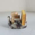 Nawgnail Natural Travertine Marble 2-Slot Sponge Holder for Kitchen Counter, 2-in-1 Stone Drying Rack, Sponge Caddy for Sink Organizer - Calacatta Viola Marble