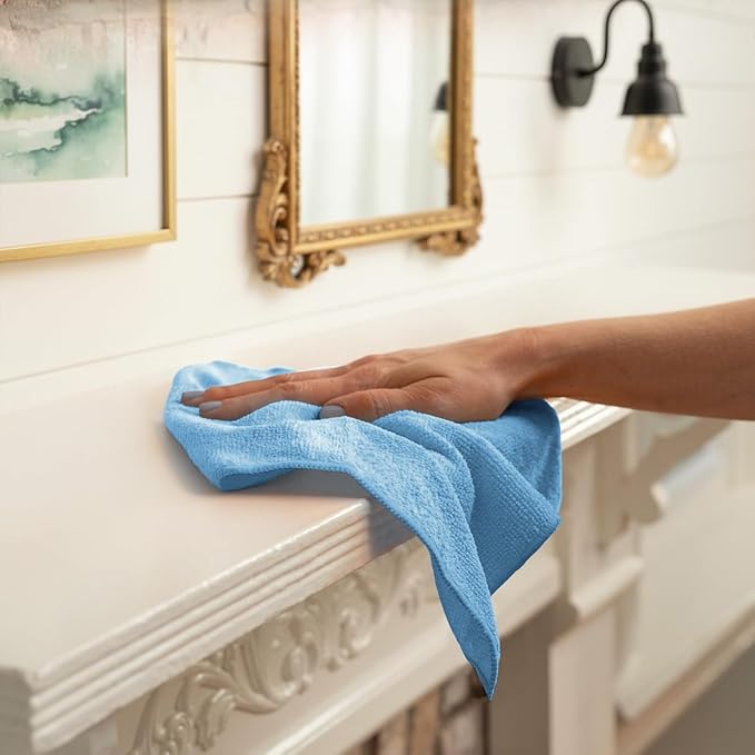 Avalon Towels Microfiber Cleaning Cloths (Value Pack of 12) - Size 12 x 12 Inches, Highly Absorbent Cleaning Rags, Lint Free, Reusable and Washable, Microfiber Towels for Cars