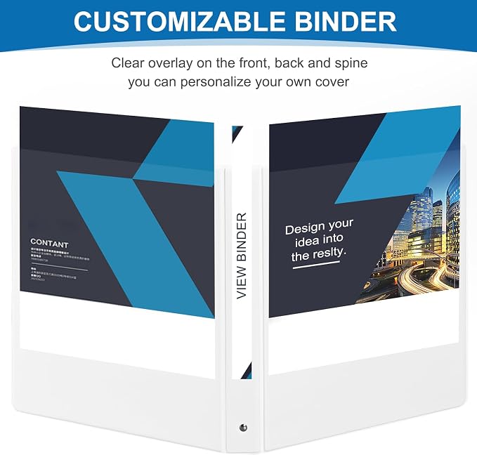 SUQJOY Durable 3 Ring Binders 1 Inch 36 Pack Bulk, Clear View Binders Bulk Three Ring Binders PVC Free, Fit for 8.5x11 inches for School or Office Supplie(White