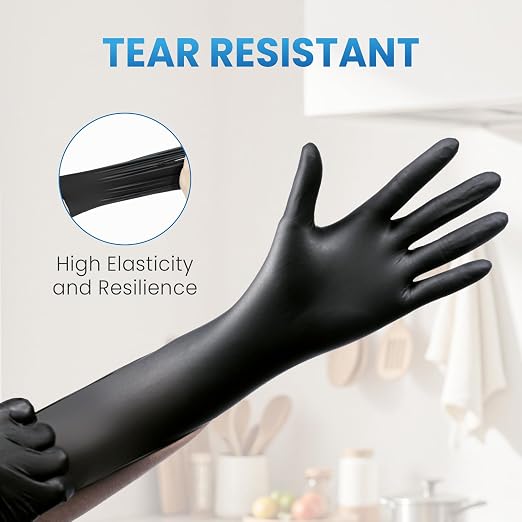 Borje Nitrile Gloves Large, 1000 Count Disposable Gloves, Black | Latex-Free Powder-Free, Medical Exam, Food Safe, Cleaning, Cooking