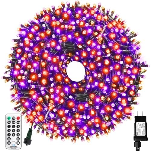 MZD8391 105FT 300LED Halloween Light, Orange Purple Christmas Light