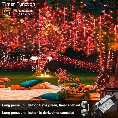Red Christmas Lights Outdoor, 33ft 400 LED Icicle Lights for Outside