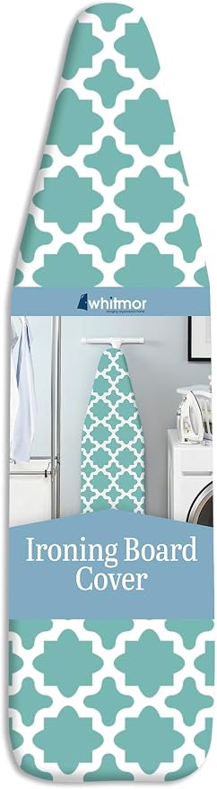 Whitmor Deluxe Ironing Board Cover & Pad,100% Cotton Iron Board Replacement Cover with Heat-Resistant Surface,Fit for 54"Lx15"W Ironing Boards,(Ironing_board notincluded)-Concord Turquoise (Pack of 6)