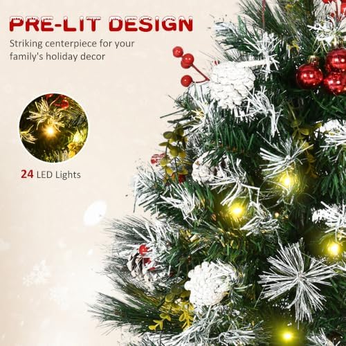 HOMCOM Artificial Christmas Tree Prelit Cordless 2 Pieces 2.5 ft Green