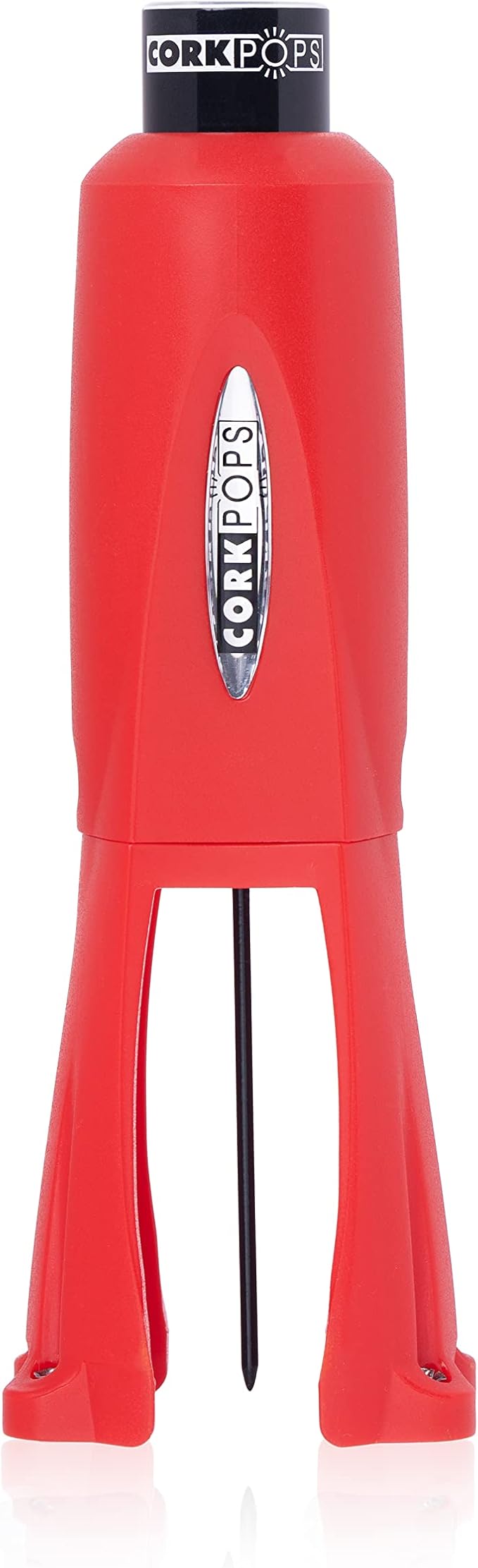 Cork Pops Legacy Wine Opener Built-in 4-Blade Foil Cutter Safe Cork Removal, Effortless Push Button Use, Needle Guard for Safety, Low-Pressure Cartridge Opens Up To 60 (Red, With 1 Cartridge)