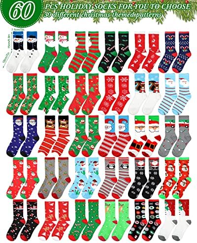 Vabean 60/120 /200 Pairs Christmas Socks Bulk for Adults