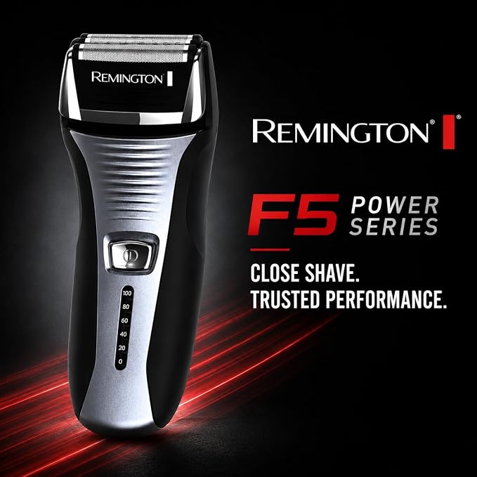 Remington F5 Power Series Foil Shaver, Electric Razor for Men, Cordless Rechargeable with Pop Up Trimmer, Pivot & FlexFoil Technology, Lightweight Handheld Design, Black