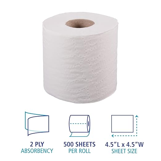 Boardwalk 6170 One-Ply Toilet Tissue Sheets, White, 1000 Sheets per Roll (Case of 96)