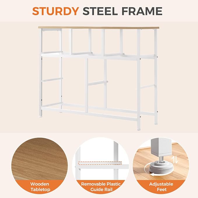 Sweetcrispy 7 Drawer Dresser with Fabric Bins, Fabric Storage Tower Organizer for Bedroom, Closet, Hallway, Entryway, Tall Chest of Drawers with Steel Frame, Wood Top, Light Grey