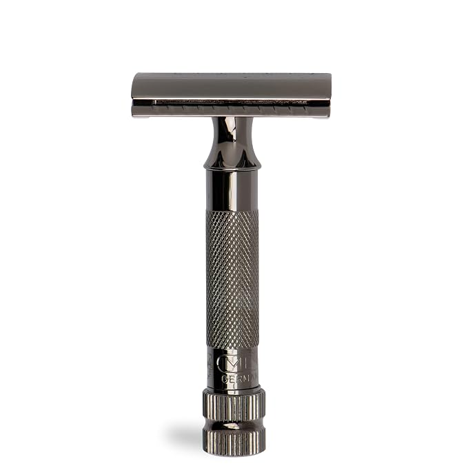 MERKUR 34 2-Piece Double-Edge Safety Razor for Men in Metallic Grey Finish with Standard Handle and Closed Comb — Made in Germany, Plastic-Free