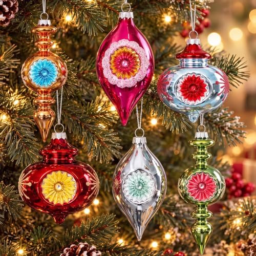 Junkin 12 Pcs Vintage Glass Christmas Ornaments,Hanging Decor, Victorian