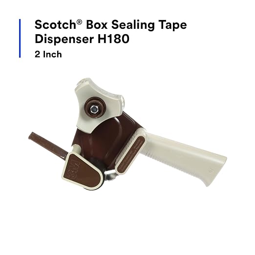 3M Scotch - 21200190087 H180 Industrial Packing Tape Dispenser for 2" Tape – Lightweight and Portable for Commercial Packaging, Shipping, Moving, Carton and Box Sealing, Gray (19008), Metal, Plastic
