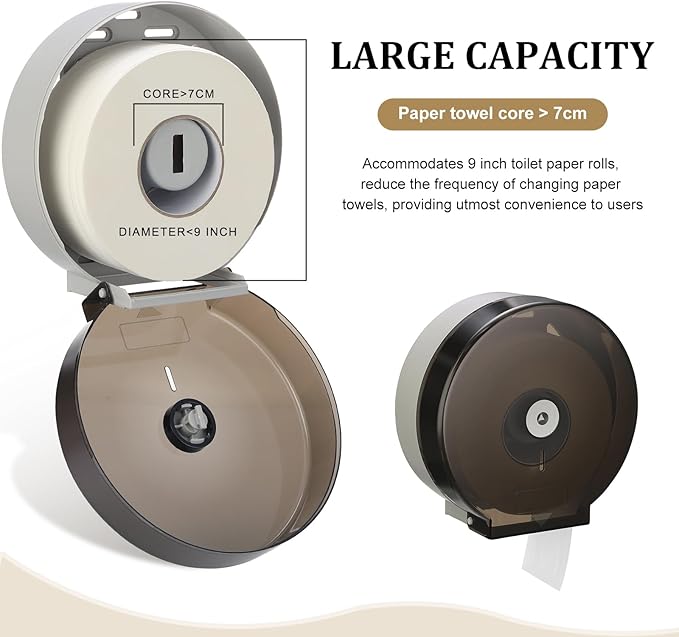 Layhit 6 Pack Toilet Paper Holder Wall Mount, Toilet Paper Towel Dispenser, Commercial 9" Jumbo Plastic Tissue Dispenser with Key Wall Lock for Bathroom, Office, Restaurants