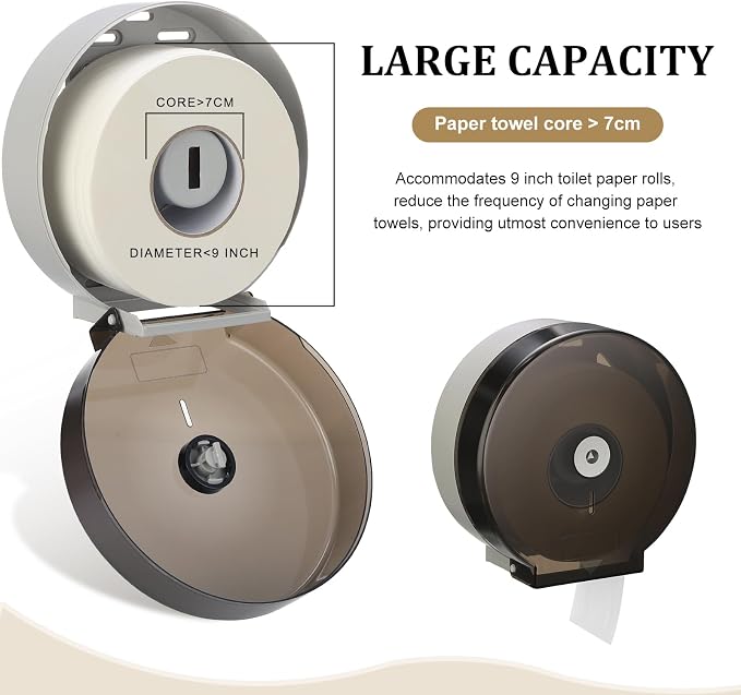 Layhit 10 Pack Toilet Paper Holder Wall Mount, Toilet Paper Towel Dispenser, Commercial 9" Jumbo Plastic Tissue Dispenser with Key Wall Lock for Bathroom, Office, Restaurants