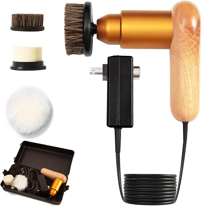 75W Power Electric Shoe Polisher, Adjustable 6 Speed Electric Polisher, Perfect for Leather Shoes and Sneakers, 3 Brush Heads,Time-Saving Solution for Shoe Cleaning (1) (Large)
