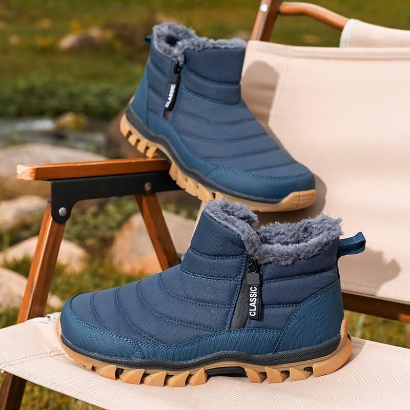 Jakcuz Mens Snow Boots Water-resistant Fur Lined