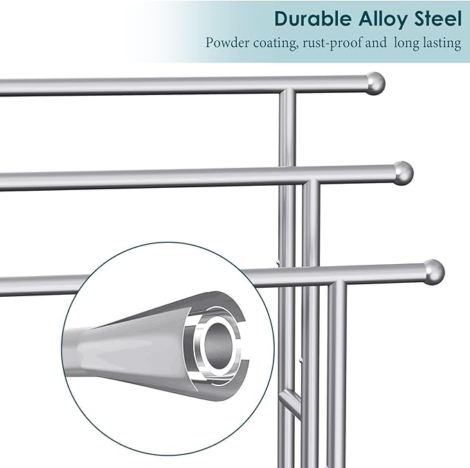 40" Tall Freestanding Towel Racks for Bathroom, 3 Tier Floor Towel Rack with Storage Basket, Blanket Ladder Drying and Display Rack for Large Bath & Hand Towel Outdoor Poolside