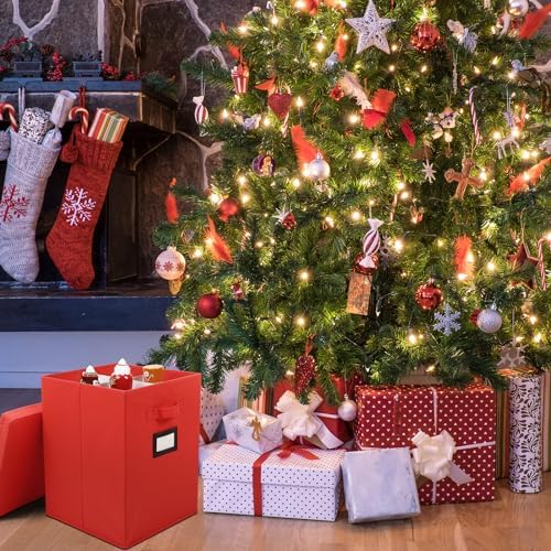 2 Pack 16 Inch Large Christmas Nutcracker Storage Box Hold 18 Nutcrackers Figurine Collectible Storage Box for Holiday Decor Carolers Santa Figure or Nut Cracker Ornaments(Normal,Red)