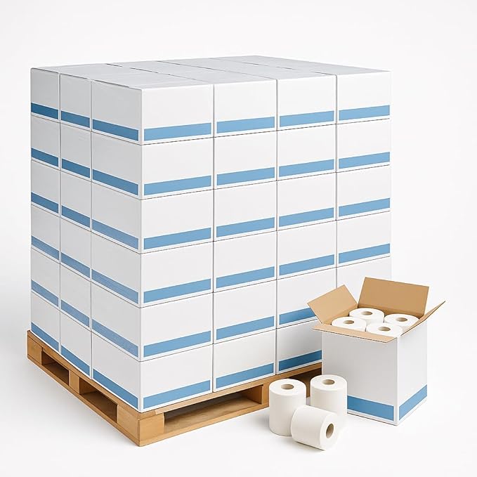 Bulk Toilet Paper Pallet – 4.5" x 4" Premium 2-Ply Standard Bath Tissue, 500 Sheets per Roll, Individually Wrapped, Case of 96 Rolls, 31 Cases per Pallet (2,976 Rolls Total), Commercial & Home