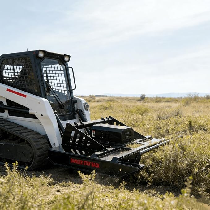LANDY 72 Inches Skid Steer Hydraulic Heavy Duty Brush Mower Cutter | Fit Universal Mount Plate USA Stock Built-in Stump Jumper 15-20 GPM 64" Effective Cutting Width