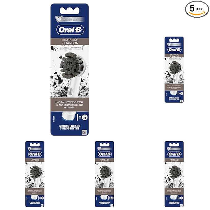 Oral-B Charcoal Electric Toothbrush Replacement Brush Heads Refill, 3 Count (Pack of 5)