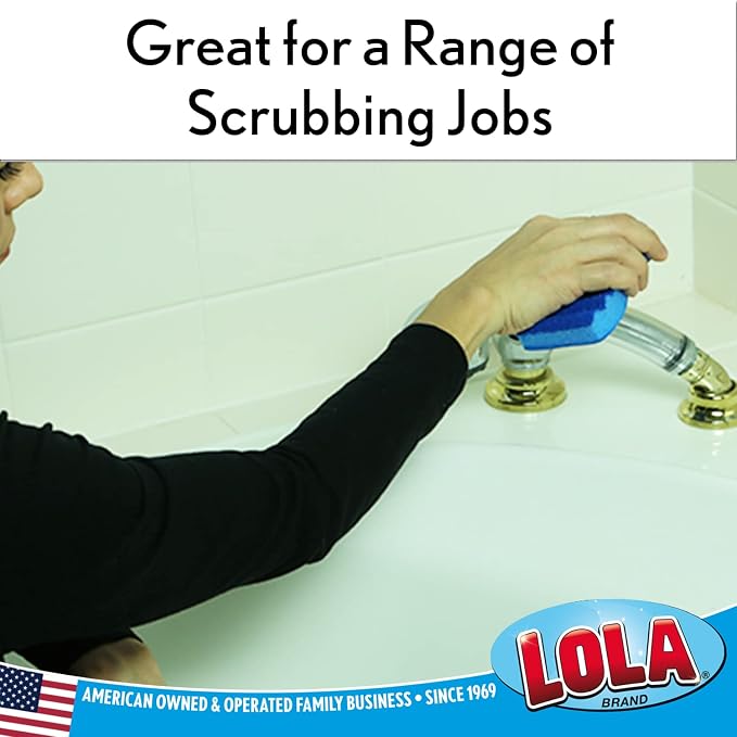 LOLA All Purpose Scrub Sponge, 24 Pack, Made in USA Scrub Sponge- Superior Technology, Non-Scratch, Long Lasting - Dishes, Mugs, Non-Stick Cookware
