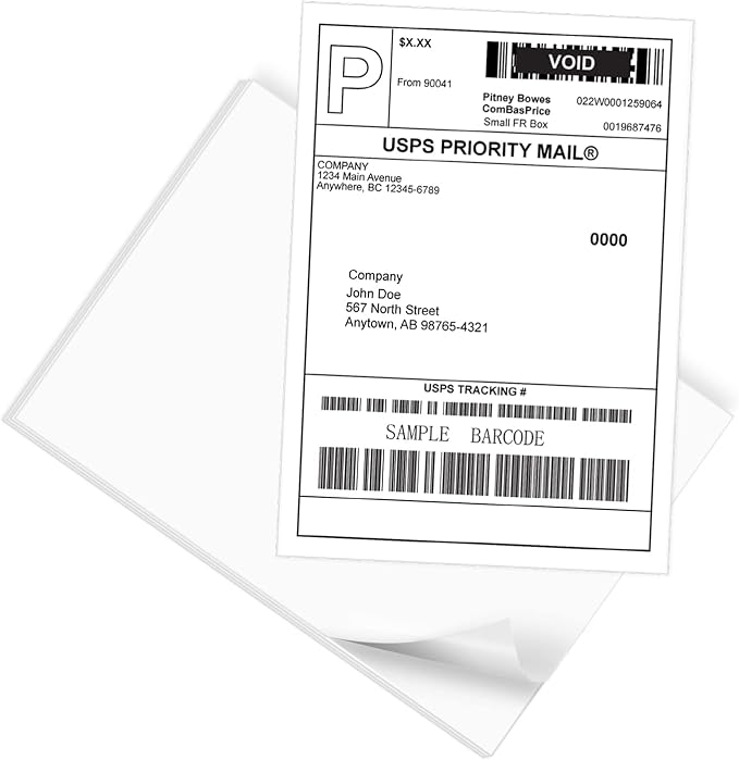 9527 Product Full Sheet Shipping Labels, 8-1/2" x 11" Blank White Sticker Paper, Self Adhesive Address Labels for Laser/Inkjet Printers, 5000 Labels