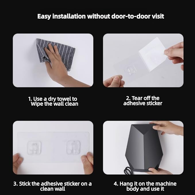 1600W Powerful Hand Dryer, Wall-Mounted Quiet Bathroom Dryer with No-Drill Installation, Compact Automatic Sensor Dryer for Home, Kitchen, Hotel(Black and White) (Black)